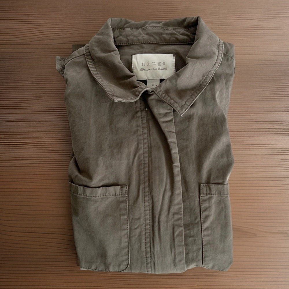 Hinge Utility Field Jacket Womens Medium Brown Cotton Twill Military Gorpcore - Picture 2 of 11